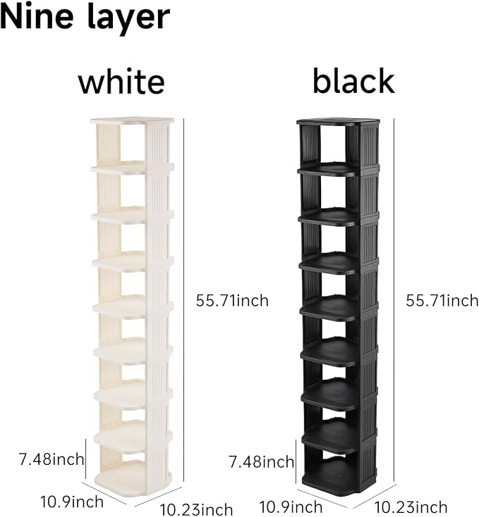 UFORU Vertical Shoe Rack, 9-Tier Plastic Stackable Storage Shelf - Image 6
