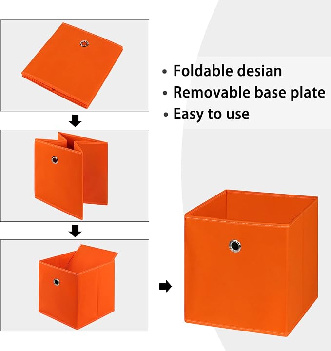 Foldable Storage Cubes Bins, 11 Inch Cloth Storage Cube Fabric Storage Box - Image 6