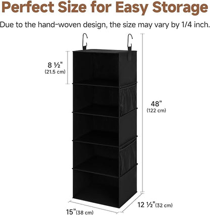 StorageWorks 5-Shelf Hanging Closet Organizers, Foldable Closet Storage - Image 3