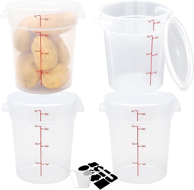 4 Pack Round Food Storage Containers by BIEAMA