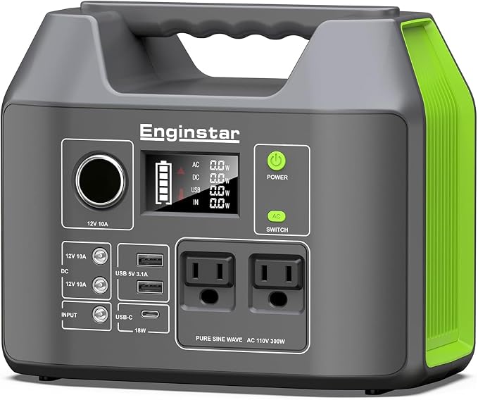 Solar Generator, 296Wh Portable Power Station, 110V Pure Sine Wave, 80000mAh by ENGINSTAR