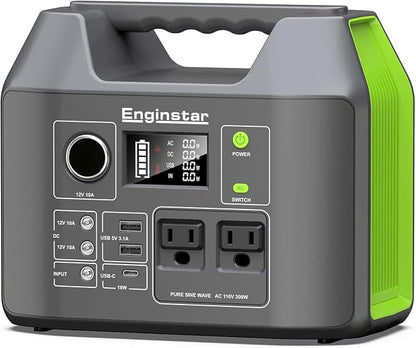 Solar Generator, 296Wh Portable Power Station, 110V Pure Sine Wave, 80000mAh by ENGINSTAR