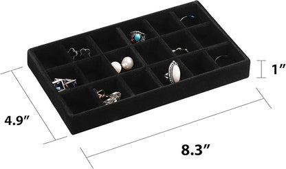 Frebeauty Jewelry Organizer Tray, Stackable Velvet Jewelry Trays, Drawer - Image 2