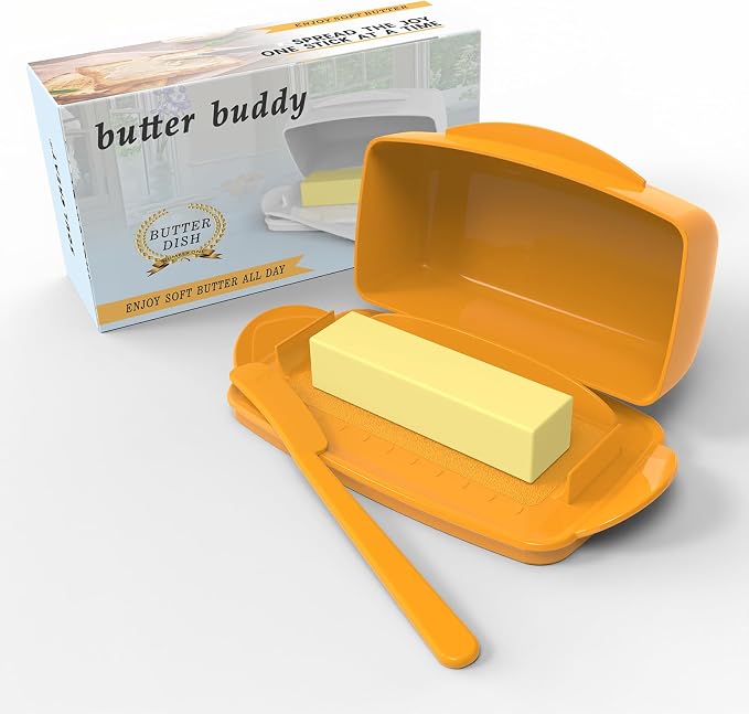 Butter Dishes with Lid for Countertop Refrigerator, Plastic Butter Dish Clear by SoulCreat