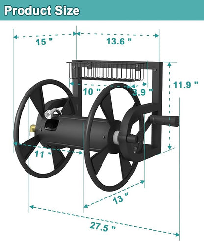Artigarden Garden Wall Mounted Hose Reel, Outdoor Heavy-Duty Water Hose Holder - Image 2