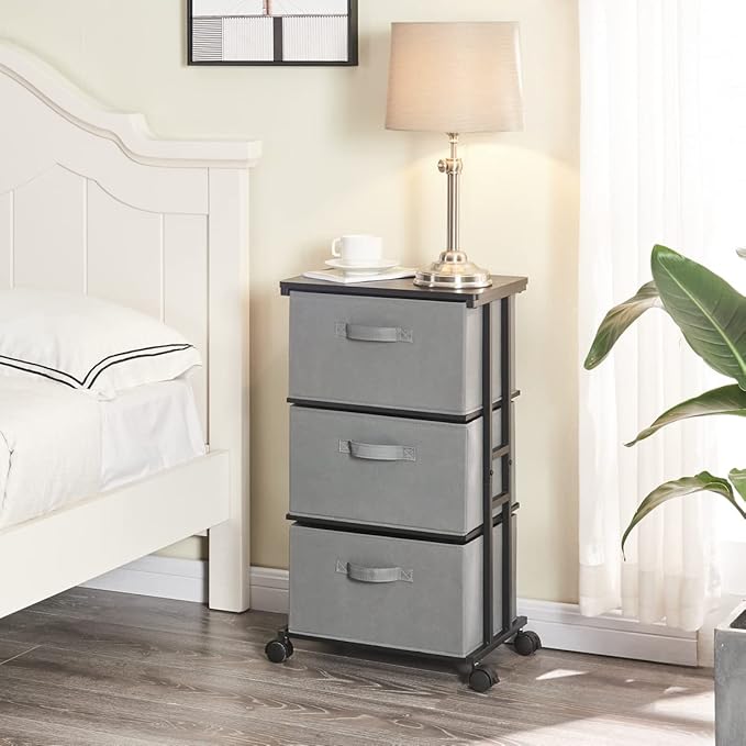 MAX Houser Dresser Tower with 3 Drawers, Chest of Drawers with with WoodTop - Image 4