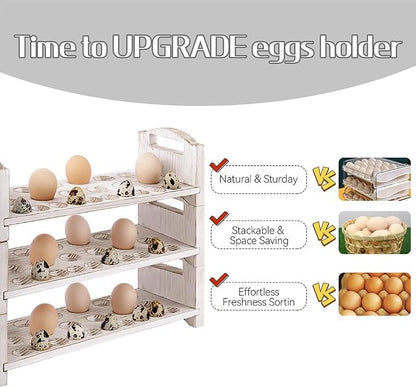 Wooden Egg Holder 3 Layer Fresh Egg Rack Holders Countertop Stackable Quail Egg - Image 5