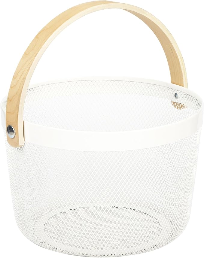 IBWell Bucket-Shape Metal Wire Woven Fruit Storage Bowl Basket by IBWell