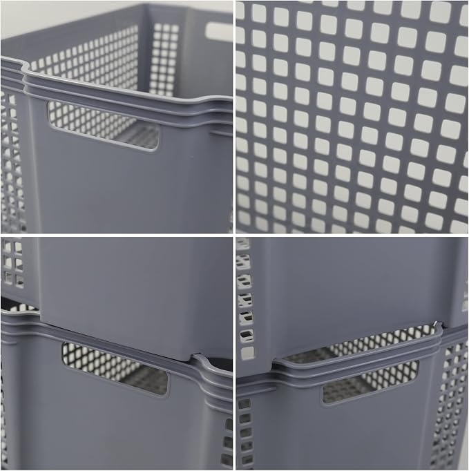 Large Plastic Stacking Storage Baskets - Image 3