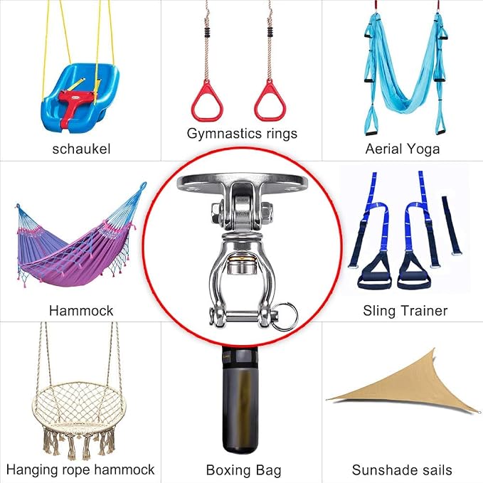 SELEWARE Silent Bearing Swivel Swing Hanger Stainless Steel Swing Hook Ceiling - Image 2