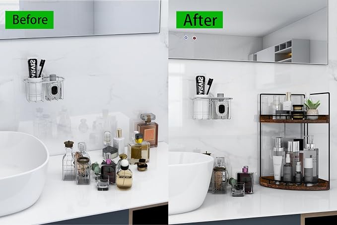 Dorhors Corner Bathroom Counter Organizer, Vanity Countertop Storage Shelf | - Image 6