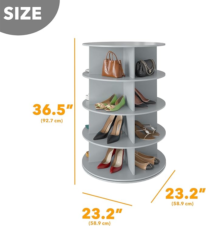SpaceAid 4 Tier Rotating Shoe Rack Tower, Spinning Shoe Display Lazy Susan - Image 2