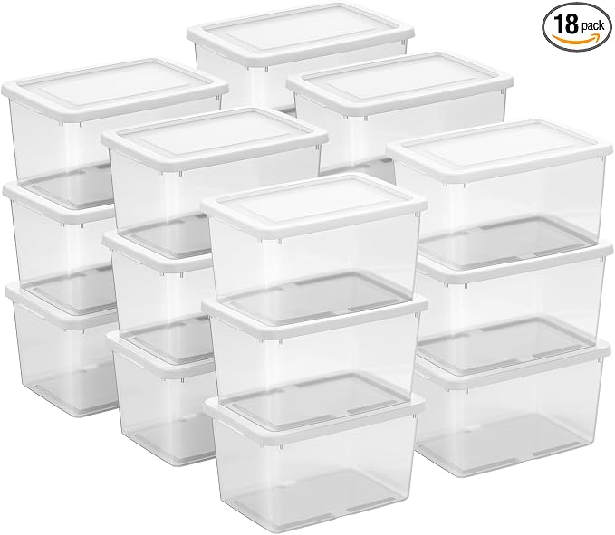 Sterilite 18 Pack Storage Boxes, Lightweight Home Organizers by Sterilite
