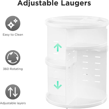 HBlife 360 Rotating Makeup Organizer Adjustable Carousel Large Capacity - Image 6