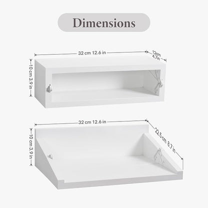 SUMGAR Floating Nightstand White Modern Bedside Table Organiser Fully Assembled - Image 3