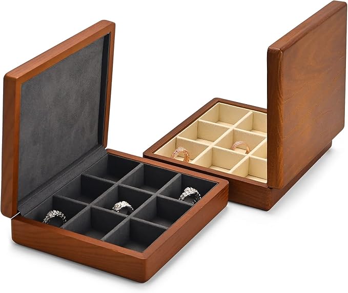 Oirlv Solid Wood Ring Jewelry Box Organizer Earrings Jewelry Drawer Organizer - Image 3