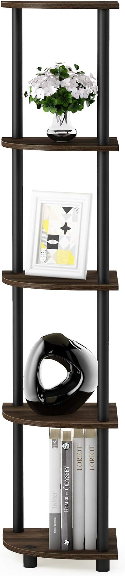 Furinno TURN-N-TUBE Corner Shelf, 5-Tier Corner Bookshelf, Open Storage Shelves - Image 6