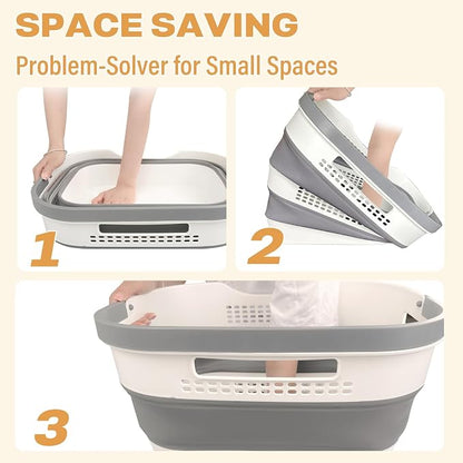 43L+43L Collapsible Laundry Baskets plastic, Pop Up Laundry hamper/Storage - Image 7