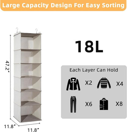 6-Shelf Hanging Closet Organizer and Storage, Collapsible Hanging Shelves - Image 2