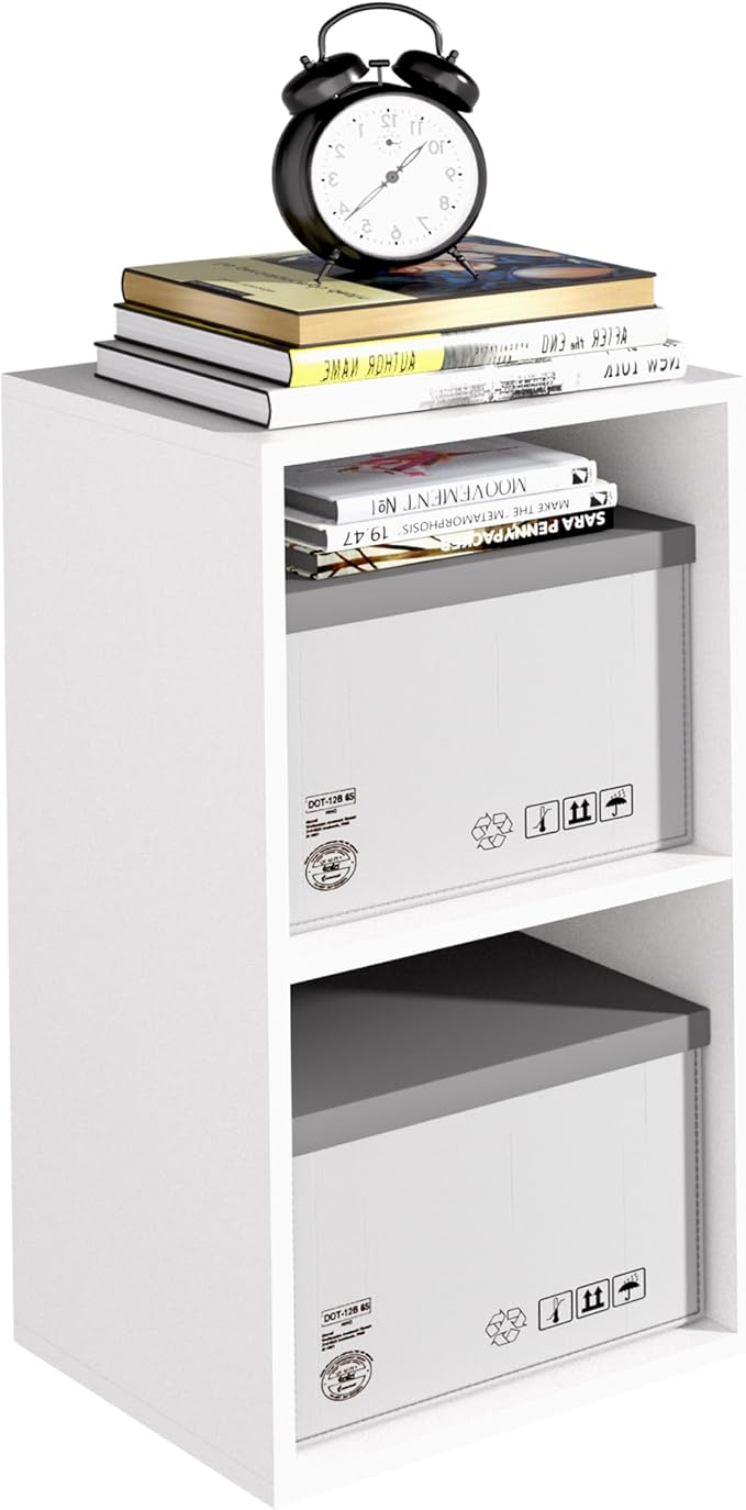 Wooden 2 Cube Storage Organizer, 2 Tier Storage Cubes Storage Display Cubby by NewBeth