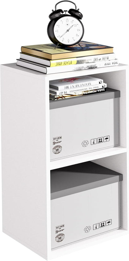 Wooden 2 Cube Storage Organizer, 2 Tier Storage Cubes Storage Display Cubby by NewBeth