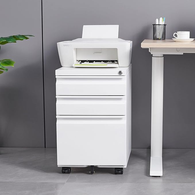 3-Drawer Lockable Mobile File Cabinet – Metal A4/Letter/Legal Size Storage - Image 9