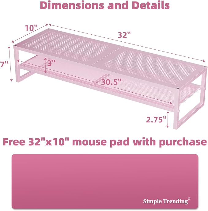 Simple Trending 2 Tier Metal Dual Monitor Stand Riser, Computer Office Desktop - Image 6