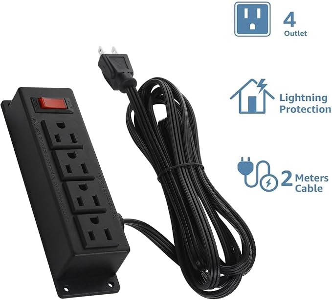Wall Mount Power Outlet Strip, 4 Outlet Mountable Power Strip - Image 2