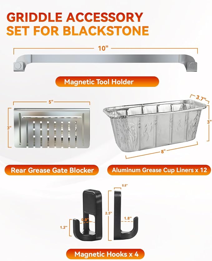 Griddle Accessories Set for Blackstone 17 22 28 36 Inch – 12 Aluminum Grease - Image 2