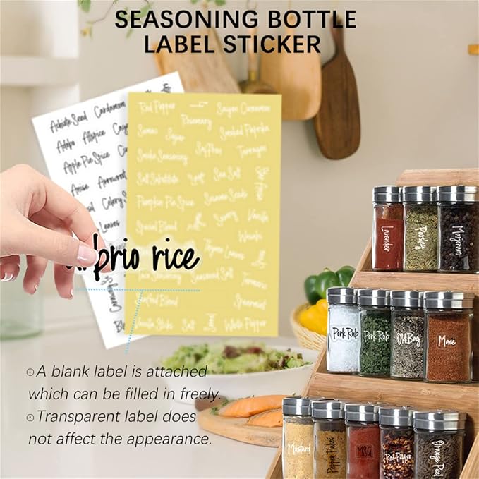 278 Pcs Clear Spice Jar Labels Preprinted Set, Waterproof Pantry Labels Stickers - Image 3
