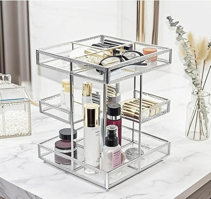 Hersoo 360 Degree Rotation Cosmetic Organizer -Premium Makeup Storage by UniqueHandmadeGlassBeautyDisplayfromHersoo
