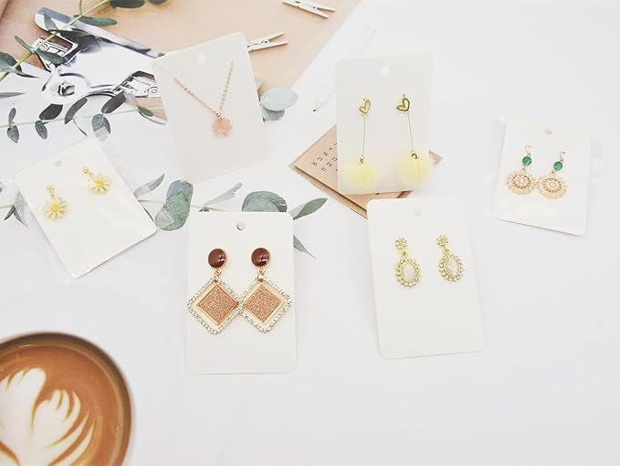 White Earring Display Cards Set | 100 Pcs Earring Card Holder 100 Pcs Self - Image 6