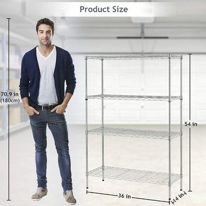 BestOffice 4-Storage Shelves Metal Garage Shelving Wire Shelf Organizer Shelving - Image 3