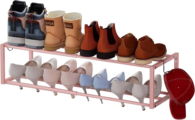 Expandable Wall Mounted Shoe Rack, Heavy Duty Metal Shoe Holder by HomeOrganizerandStorage