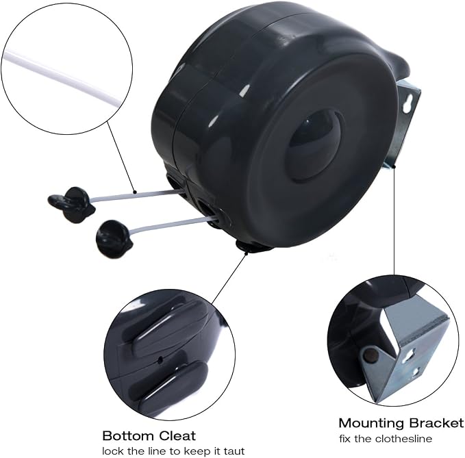 JS Hanger Retractable Clothesline Outdoor Indoor Laundry Line - 99 FT Double - Image 3