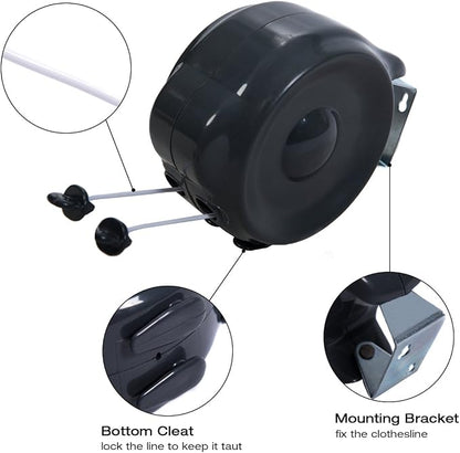 JS Hanger Retractable Clothesline Outdoor Indoor Laundry Line - 99 FT Double - Image 3