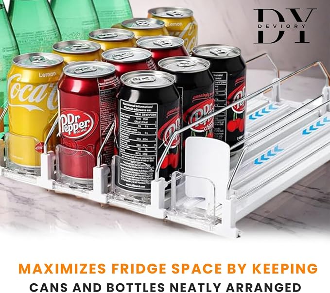 Soda Can Organizer with Automatic Can Pusher | Refrigerator Drink Organizer | - Image 4