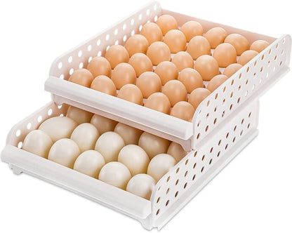 DEAYOU 60 Egg Drawer for Refrigerator, 2-Layer Stackable Egg Holder Storage by DEAYOU