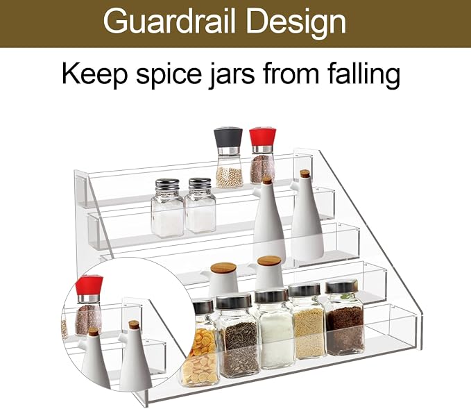 WUIVIUT Spice Rack Organizer For Cabinet, 1 4/5 in/Tier Acrylic Tiered Spice - Image 2