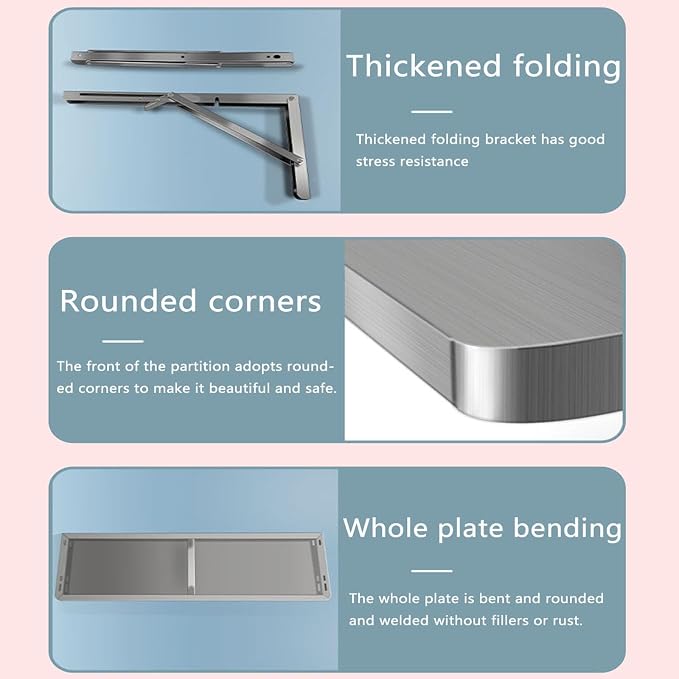 304 Stainless Steel Folding Wall Shelf Wall Mount Kitchen Storage Shelves - Image 4