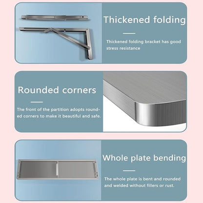 304 Stainless Steel Folding Wall Shelf Wall Mount Kitchen Storage Shelves - Image 4