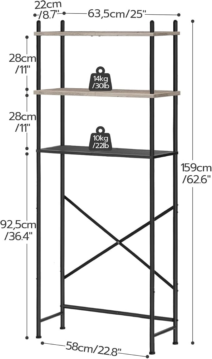HOOBRO Over the Toilet Storage, 3-Tier Over Toilet Bathroom Organizer, - Image 3