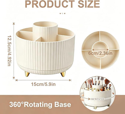 360°Rotating Makeup Brush Holder Organizer, Spinning Skincare Storage Carousel - Image 2