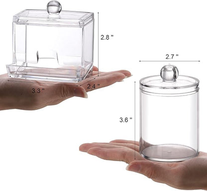 Tbestmax Plastic Qtips Holder Bathroom Container, 10/7 OZ Cotton Ball/Swabs - Image 3