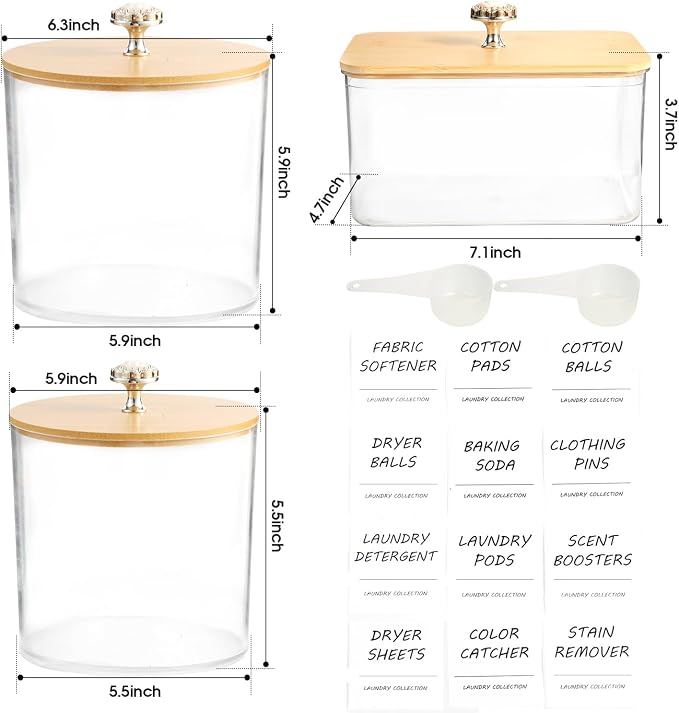 3 Pack Laundry Room Organization Storage Containers, Plastic Clear Laundry Pods - Image 2