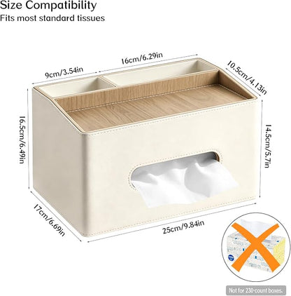 PU Leather Tissue Box Holder Rectangle, Facial Tissue Cover - Image 3