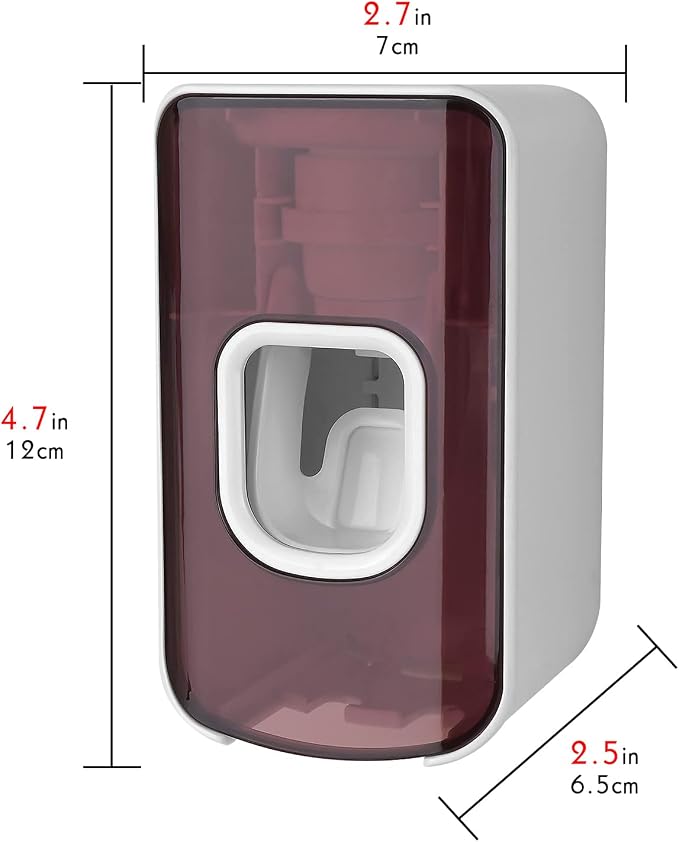 2 Slot Toothbrush Holder and Toothpaste Dispenser Wall Mounted, Automatic - Image 2