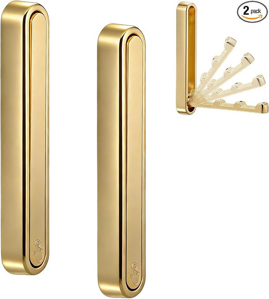 4.33 in Extended Folding Coat Hooks, 2 Pack Gold Wall Hooks, Zinc Alloy | 90° by Dntorx