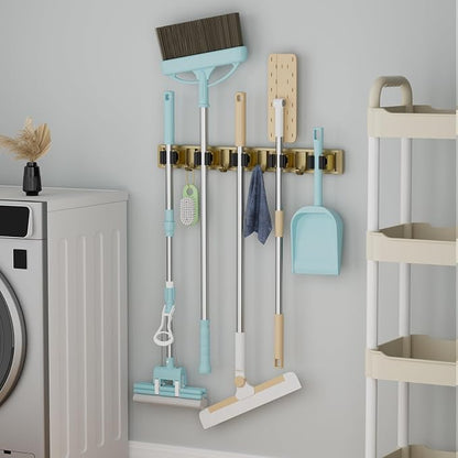reliahom Broom Holder Wall Mount Mop Hanger Tools organizer 5Racks 4Hooks | - Image 5