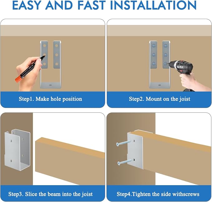 Gawicpy Concealed Stainless Steel Joist Hangers, Outdoor Trim Concealed Flanges - Image 3